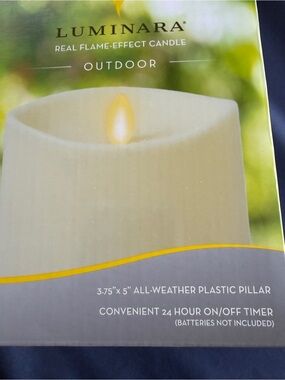 Luminara Outdoor All Weather Pearl Ivory Pillar Candle 3.75"x5" Flameless Timer